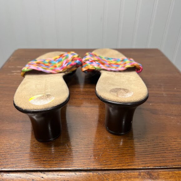 Italian Shoe Makers Colorful Weave Slide Slip On Wedge Sandals 9M - Picture 4 of 6